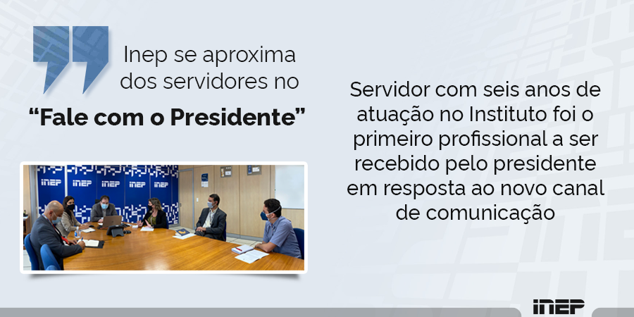 inep_imprensa's tweet photo. A gestão do Inep está mais próxima de seus servidores e colaboradores. Um servidor da Diretoria de Estatísticas Educacionais foi o primeiro profissional do Instituto a ser recebido pelo presidente em resposta ao canal Fale com o Presidente. Confira: https://t.co/0heDRTcz0A https://t.co/w2qr4pf0OT