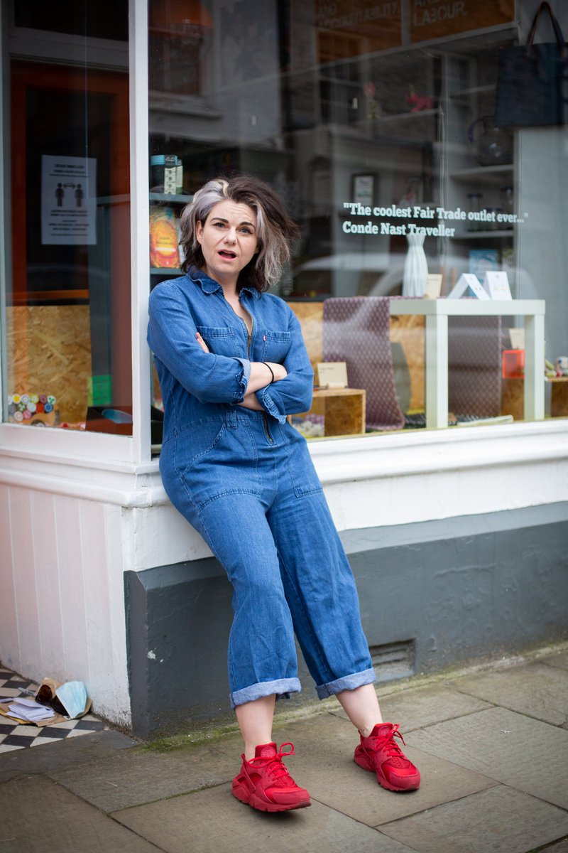 The awesome <a href="/caitlinmoran/">Caitlin Moran</a> outside our little shop! Must be festival time :) Pic by <a href="/billie_charity/">Billie Charity</a> for <a href="/hayfestival/">Hay Festival</a>