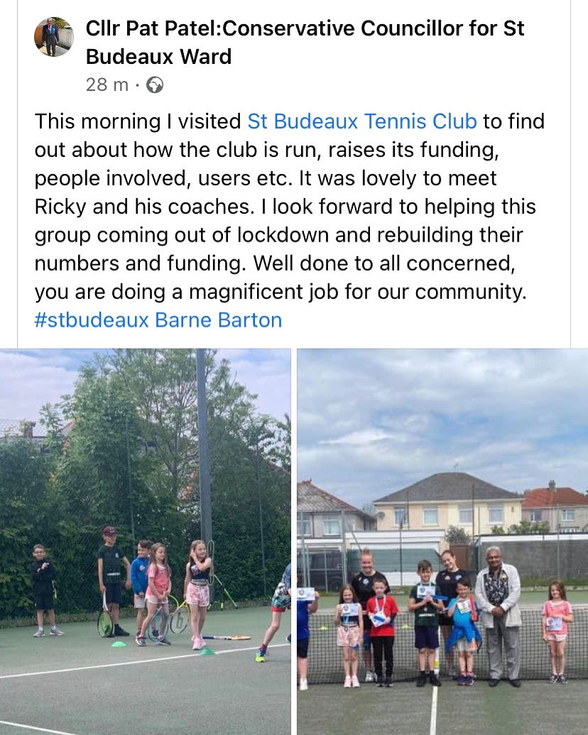 Stbudeauxtennis's tweet photo. Had a visit from pat patel and what a nice genuine person who is very keen on improving the community. #community #conservatiecouncillor #stbudeaux #tennis #lta #ImprovingTheCommunity https://t.co/t1BWjmjMsH