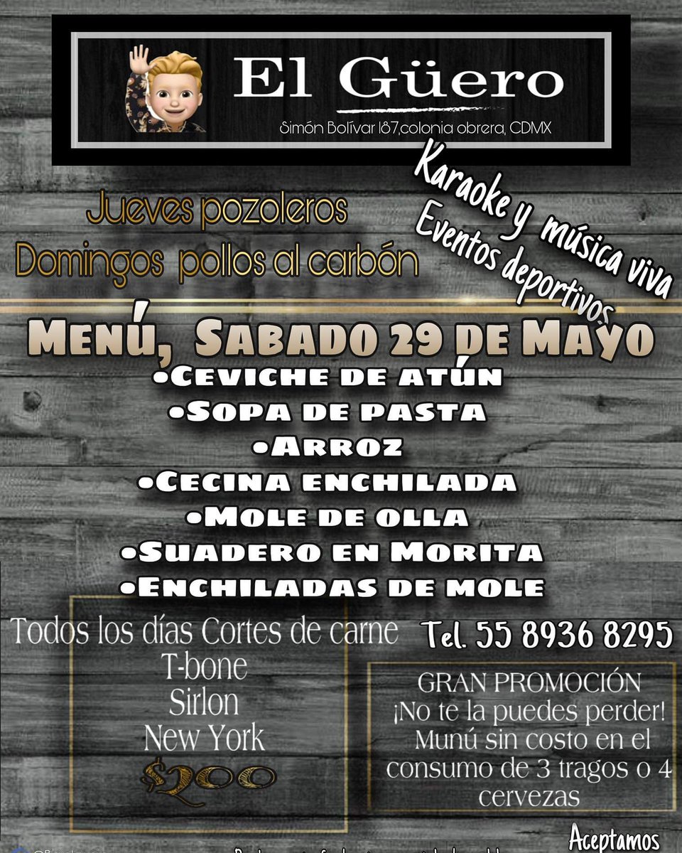 GueroBar's tweet photo. Show en vivo  y Grandes promociones solo para ti llámanos a los números...
☎️ 5589368294
☎️ 5589368275
Simón Bolívar número 187 Ciudad de México https://t.co/yoSTqbSmnr

#restaurante  #bares #comida #ColoniaObrera   #mexico #promociones #karaoke #musicaenvivo #CDMX #viralbokep https://t.co/m3gxuWdpI2