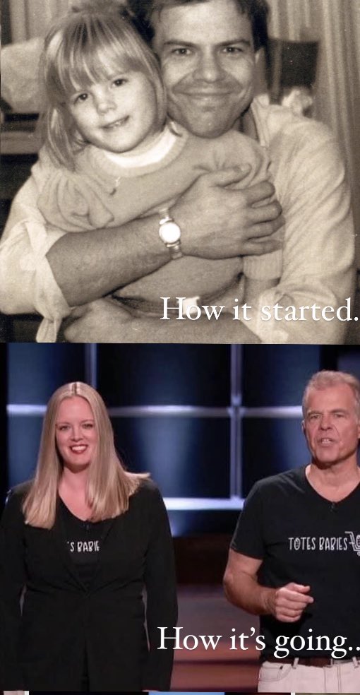 As Father’s Day is approaching we had to do a “How it started.. to how it’s going” ❤️❤️

Being able to be co-founders as a father/daughter duo has been so fun and extremely rewarding! 

Lots of amazing things in the works for Totes Babies 🙌🏼

Stay tuned! 🎉🎉

<a href="/ABCSharkTank/">Shark Tank</a>