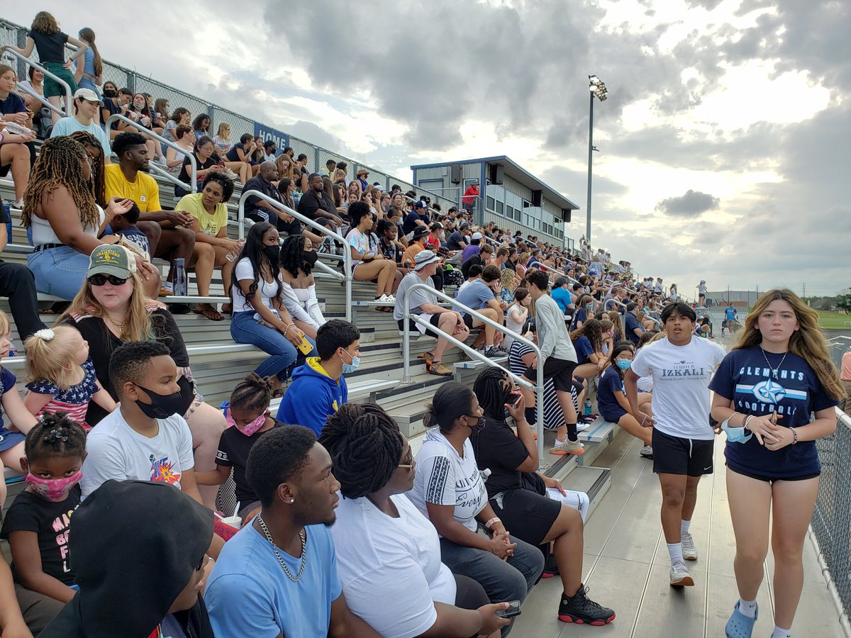 CHS_Rangers's tweet photo. Packed house at the Spring Game. Great seeing old and new faces, alums and future Rangers, pro athletes and officials, FBISD Athletic Director (Dena Scott)....and of course the best fans in FBISD.....RANGERS!!! #letsride #rangerpower #blueandwhite https://t.co/RTgIIGYAFK
