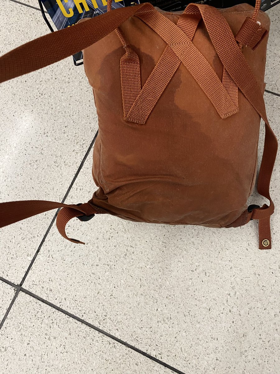 Jessica11324351's tweet photo. Flew with @Delta and they stained  my @kankenist backpack.Their cleaning solution soaked the floor under the seat. Told to go to bag claim, nobody there, even after @SouthwestAir paged you. Rang helpline,told to wait 2 hrs for next flight OR come back next day. Case #04093217 https://t.co/dcsDXLbH6B