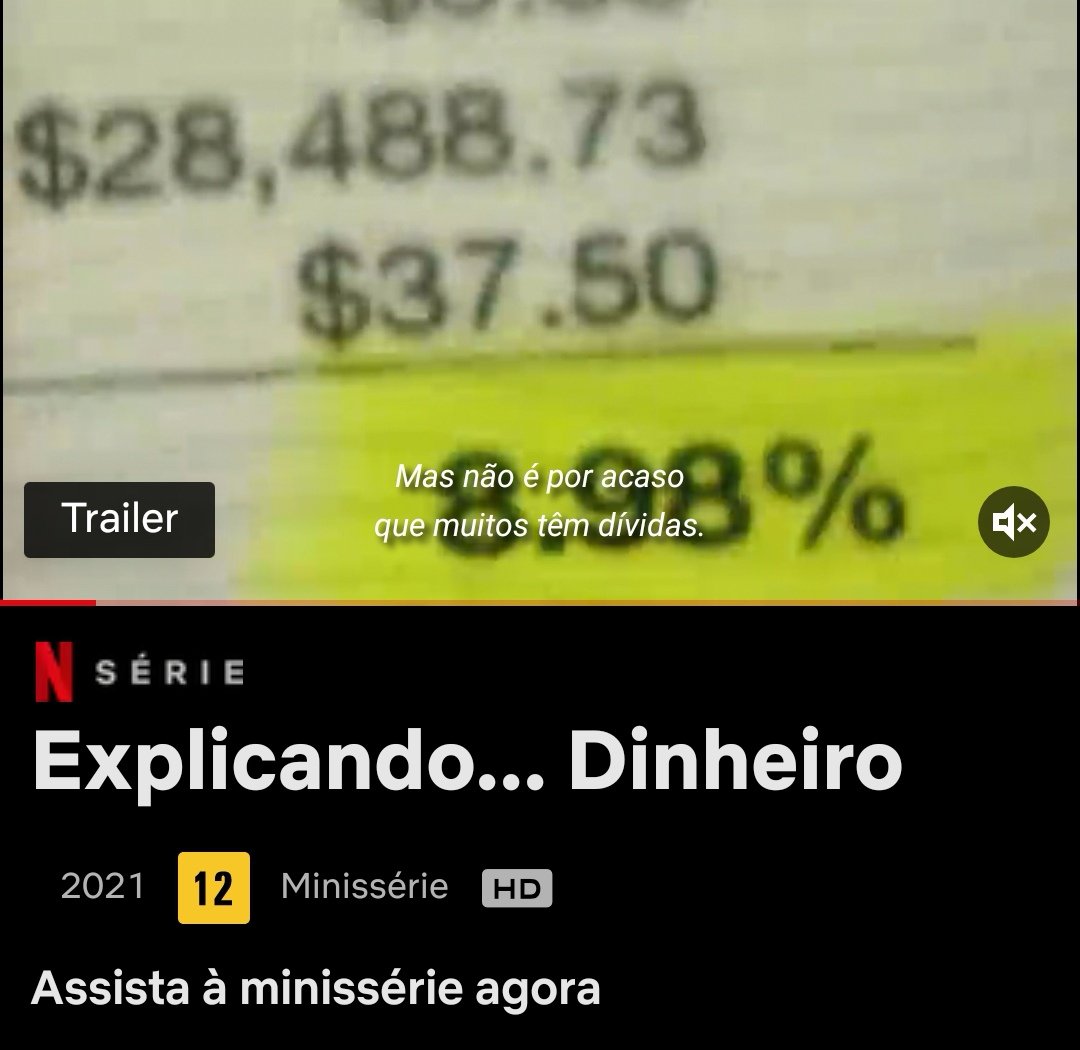 RaphaFigueredo's tweet image. 📺 NETFLIX!!

Assistam Explicando... Dinheiro!
Todos os episódios são muito bons, especialmente o Apostas e o Enriqueça Rápido. Muita coisa pra você reconhecer e refletir. Bem legal mesmo! Alguma outra recomendação do tipo?!