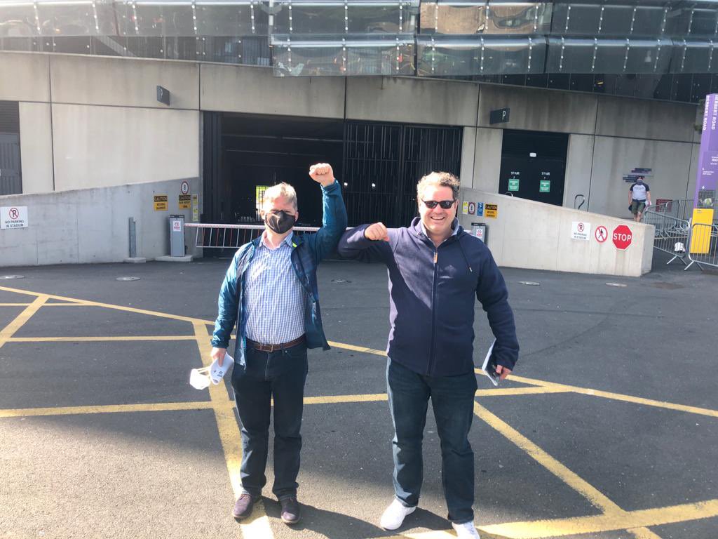 'Brothers in arms'. And very satisfied customers. Bumped into <a href="/ArthurBeesley/">Arthur Beesley</a>  at the Aviva Stadium. 💉 Great turnout, fantastic efficiency and brilliant volunteers. 💪