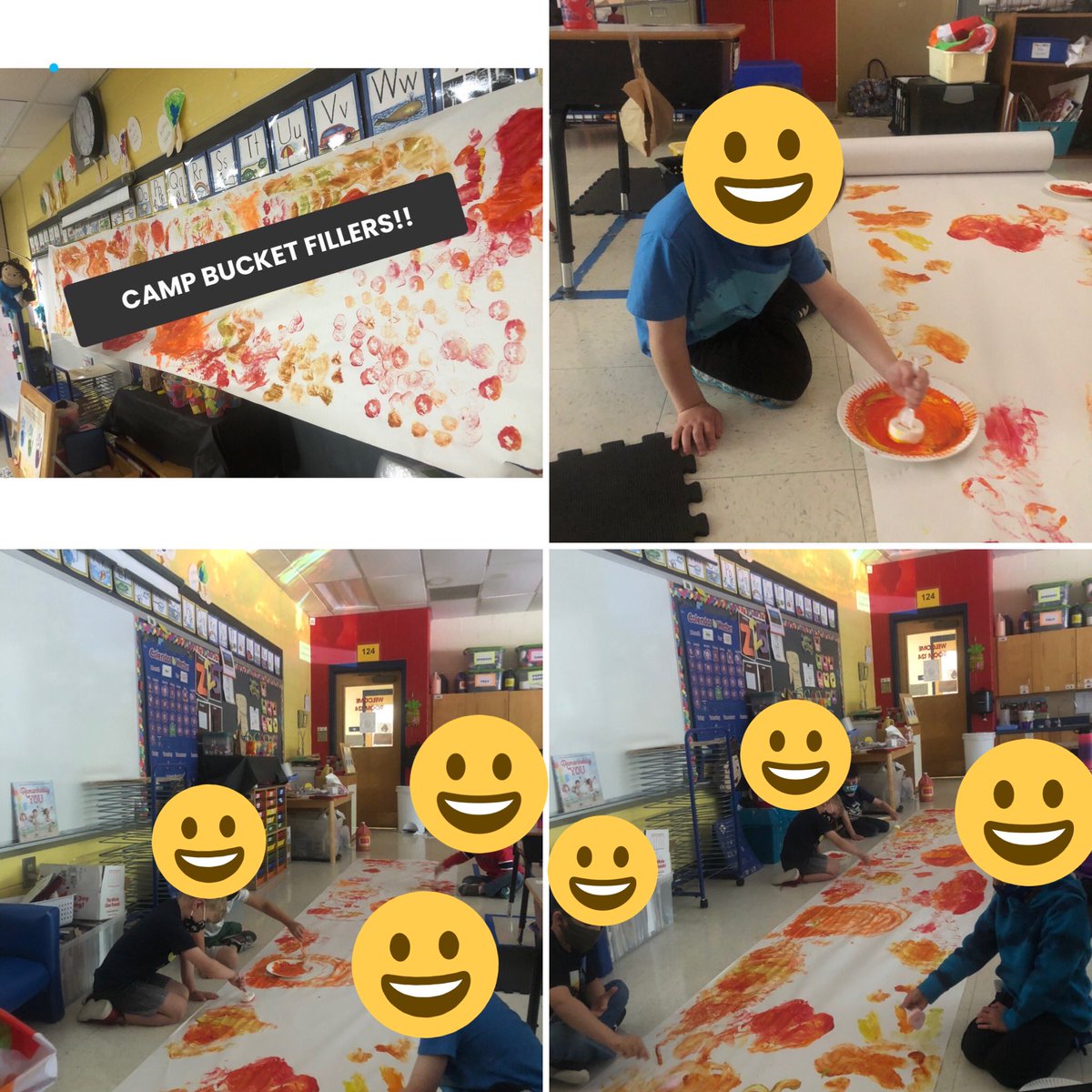 teachercarver's tweet photo. Making a sign for our upcoming class camp out.. we used giant marshmallows to paint with. Then the class brainstormed names and one student said “Camp Bucket Fillers” it was a win #classcampout #lovemyjob #funandlearn #bucketfillers @EastStSchool https://t.co/7GG63Y2R9U