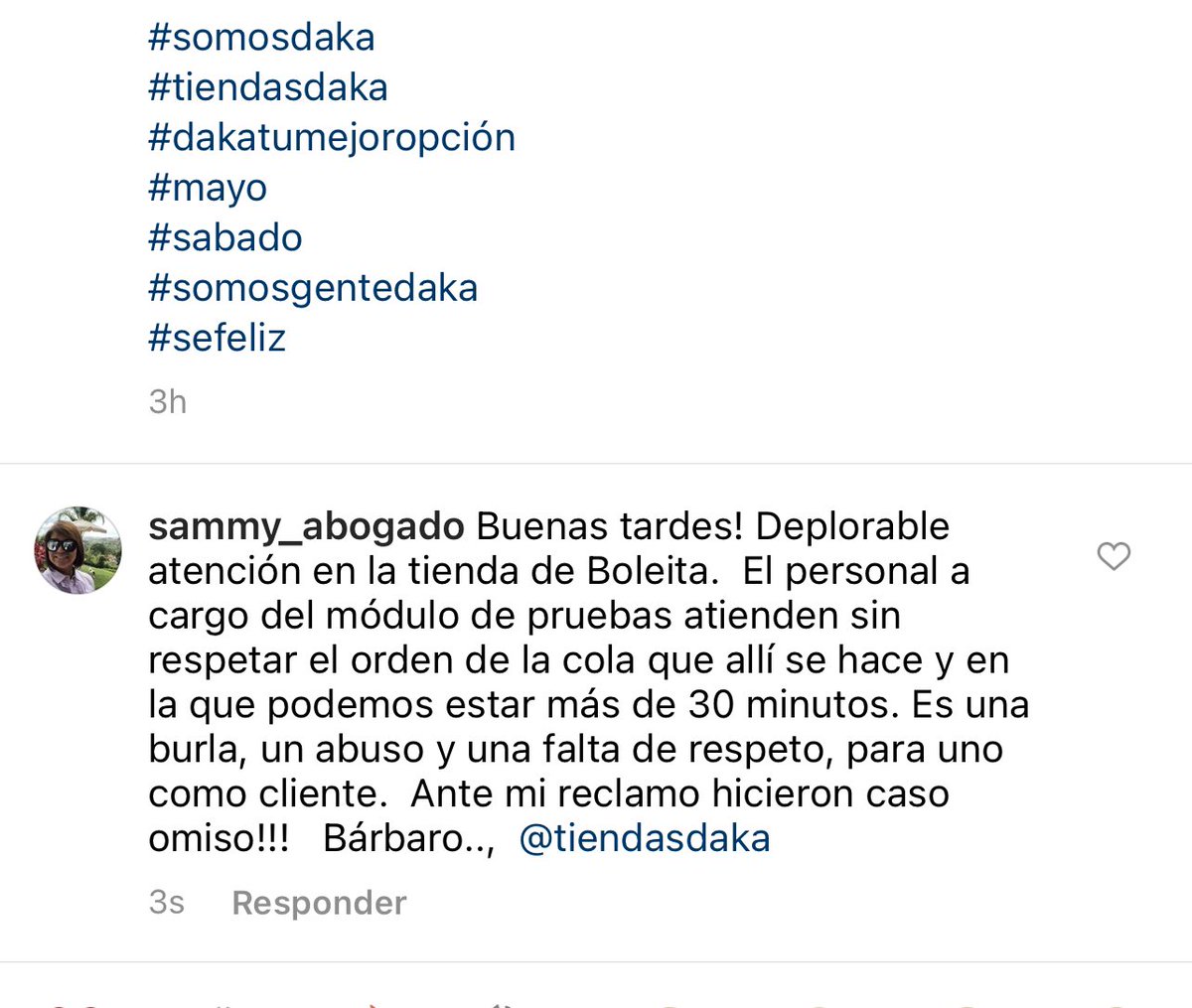 sammydeF's tweet photo. @tiendasdaka Atención deplorable e irrespetuosa en tienda Boleita por parte del personal de módulo de pruebas! Atienden según su criterio!!! Bárbaros! https://t.co/K2DAEdcpaB