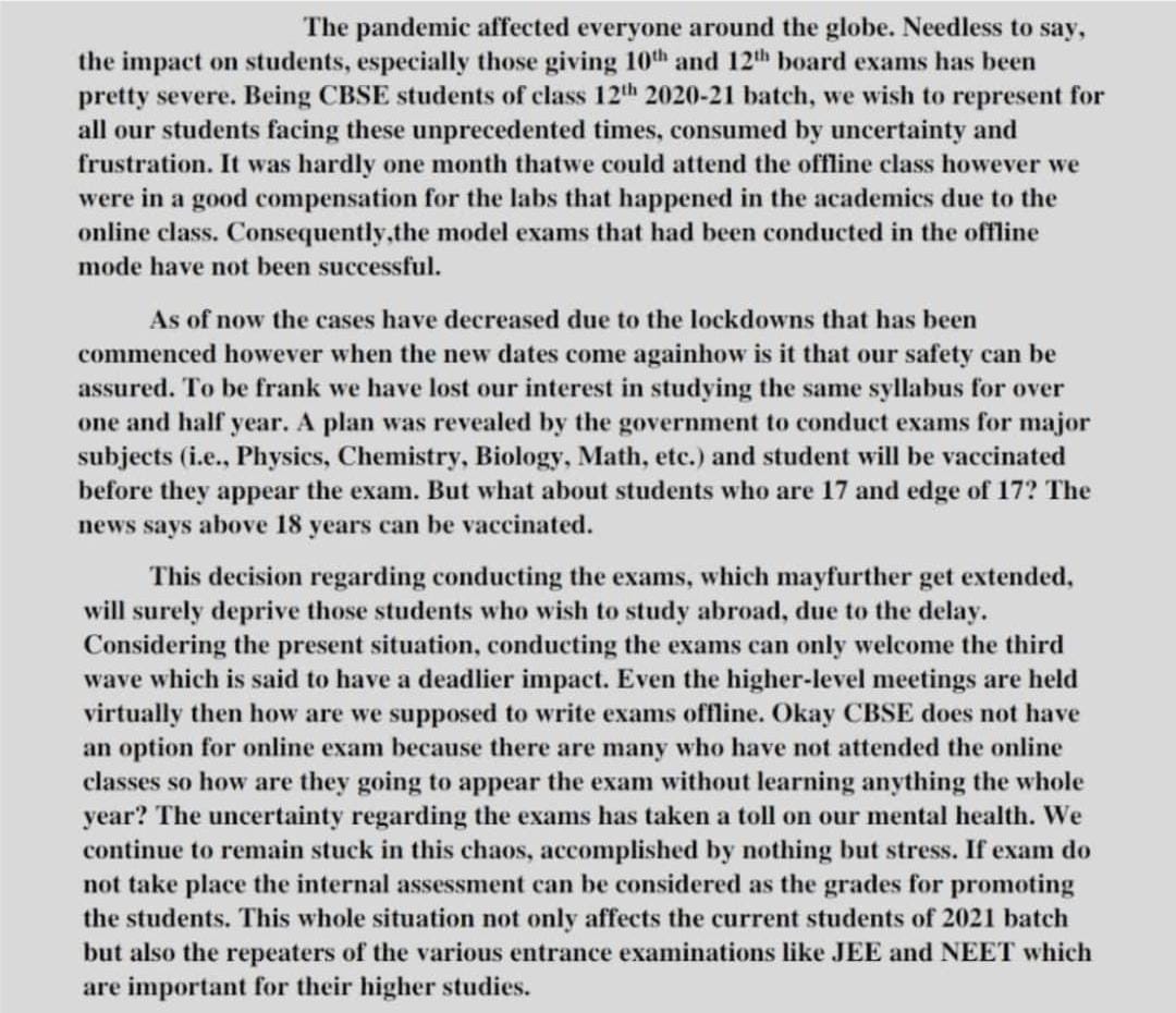 RjKashi17's tweet photo. Please sir  #cancelExamsSaveStudent #cancelboardexam #supremecourtsavestudents#cancelcbse12thboardexams2021 #NoPhysicalExams @PMOIndia @narendramodi @DrRPNishank @MrRohan07 https://t.co/0SO3FLLBlV
