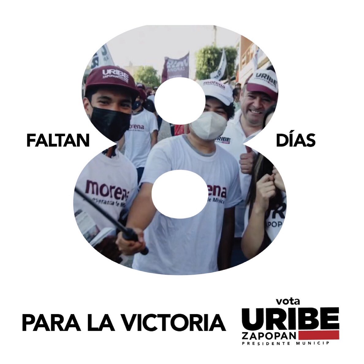 8 días más para que llegue la transformación a Zapopan. Unos días para empezar a construir la paz. #VivirEnPazEsPosible #VotaUribe