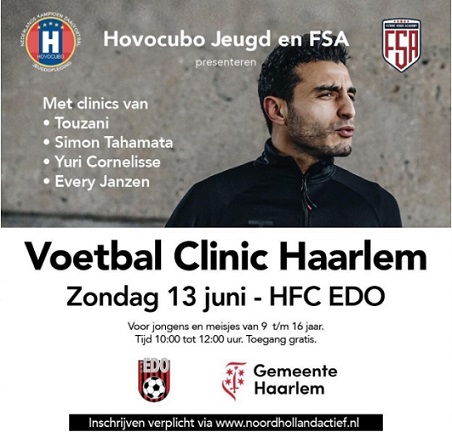 Voetbal Clinic Haarlem met Soufiane Touzani
 
Zondag 13 juni organiseert Hovocubo Jeugd i.s.m. FSA Haarlem de activiteit ‘Voetbal Clinic’.

Lees verder: hfcedo.nl/1/1072/voetbal…