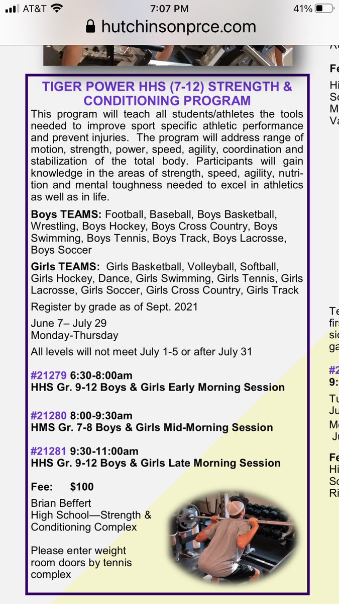 Make sure to sign up for strength &amp; conditioning this summer, sign up through parks and rec (dm with any other questions)