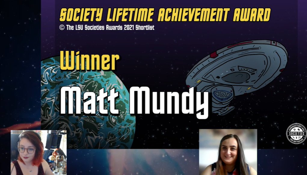 Congratulations to Matt Mundy on his Society Lifetime Achievement Award. It's very well deserved and we are all proud of you Matt. 
Here's to you sending more and more emails to the Union!🍻 And maybe next year you'll get some actual table wine!
Love from SCOGUI <a href="/LSU_Societies/">Max Nervi</a>