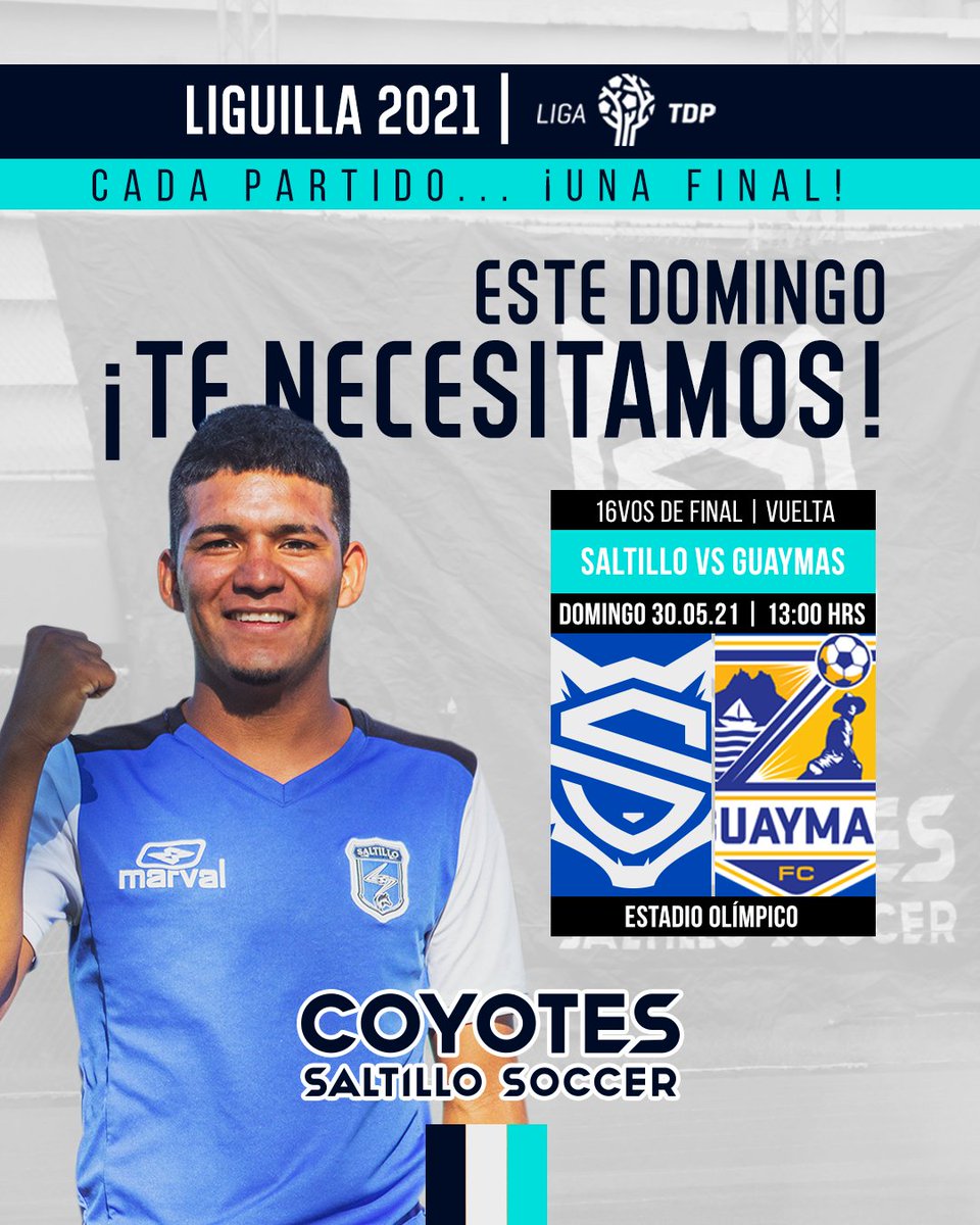 saltillo_soccer's tweet photo. 🐺 ¡LOS ESPERAMOS MAÑANA!
Queremos verlos a todos este domingo en el estadio Olímpico para apoyarnos en nuestro camino al campeonato 🔥 ¡Los necesitamos, afición!
#CadaPartidoUnaFinal #Saltillo #LaDobleSS #SomosCoyotes #CrecemosJuntos @LigaTDP https://t.co/I6bfUoNinV