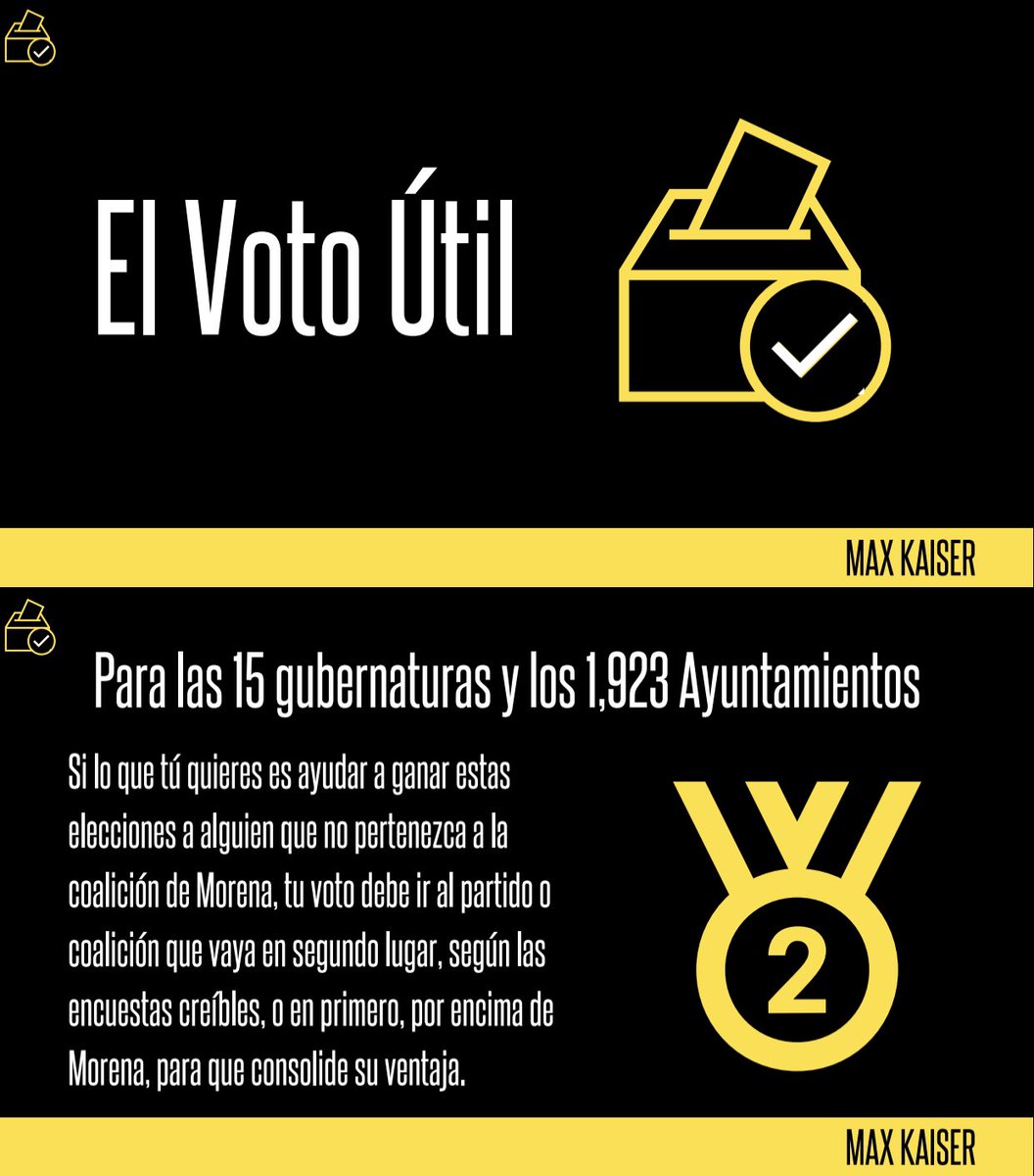 MaxKaiser75's tweet image. GUÍA DEL VOTO ÚTIL

¿Qué elegimos y cómo VOTAR ÚTIL?

Baja aquí la GUÍA completa y compártela👇🏼RT🙏🏻
maxkaiser.com.mx/2021/05/15/vot…