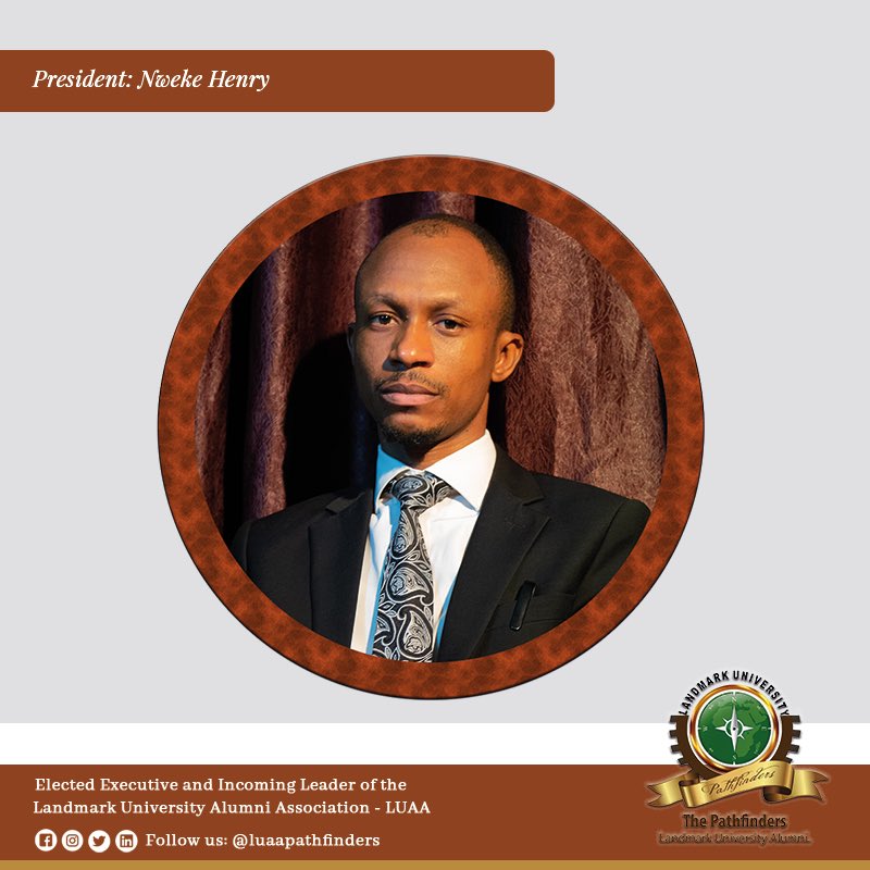 luaapathfinders's tweet photo. President: Nweke Henry (@dgreathenry).

Elected Executive and Incoming #Leader of the #LandmarkUniversityAlumni Association - LUAA.

#LUAA #Pathfinders #SLICE #ElectedExecutive  #ElectedLeader #IncomingLeader 
#IncomingPresident #President #LUAApathfinders #AlumniPresident https://t.co/201zU2DFNX