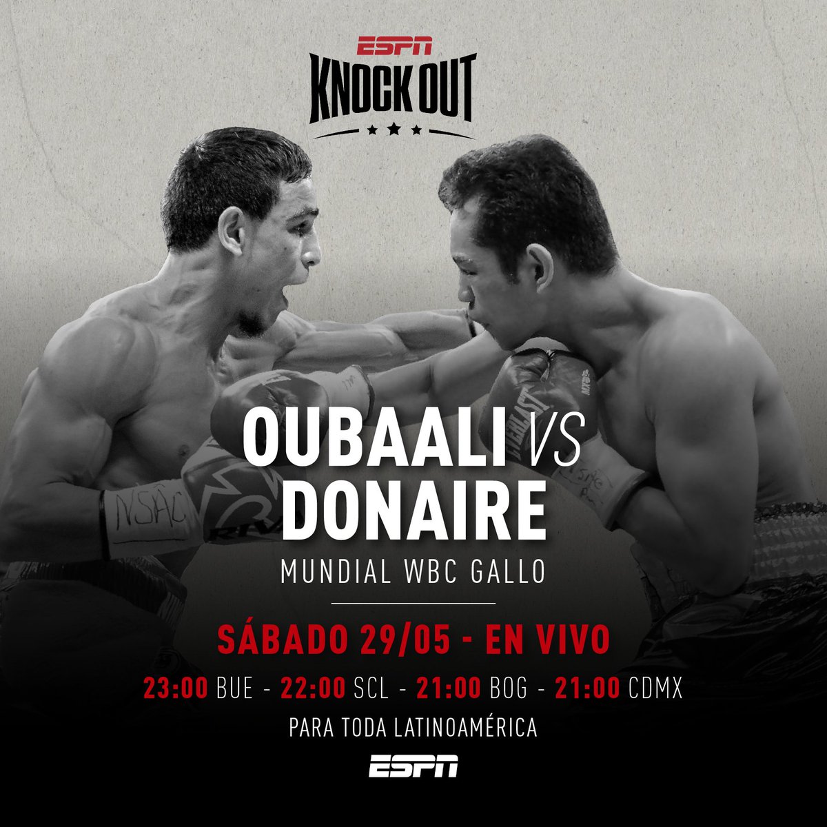 PuntajeIdealPE's tweet photo. 🥊 #BOX 🇺🇸 | #ESPNKnockOut
🎙 Relator: @RenatoBermudez
🎙 Comentarista: @ChavaESPN
📝 Juez Evaluador: @BarbosaBox
📺 ESPN
23:00 🇦🇷🇺🇾
22:00 🇨🇱🇧🇴🇻🇪🇵🇾
21:00 🇨🇴🇵🇪🇪🇨
📺 ESPN3
22:00 🇩🇴
21:00 🇲🇽🇵🇦
20:00 🇳🇮🇬🇹🇸🇻🇨🇷🇭🇳
💻📱 @ESPNPLAY
🤳 #BOXxESPN - #PBConESPN - #OubaaliDonaire
Dale RT 🔃 https://t.co/aRdOkd7ans