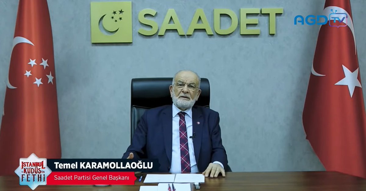 İstanbul ve Kudüs'ün Fethi programı Saadet Partisi Genel Başkanı Temel Karamollaoğlu Bey'in konuşmalarıyla devam ediyor.

#FetihNesliBuluşuyor