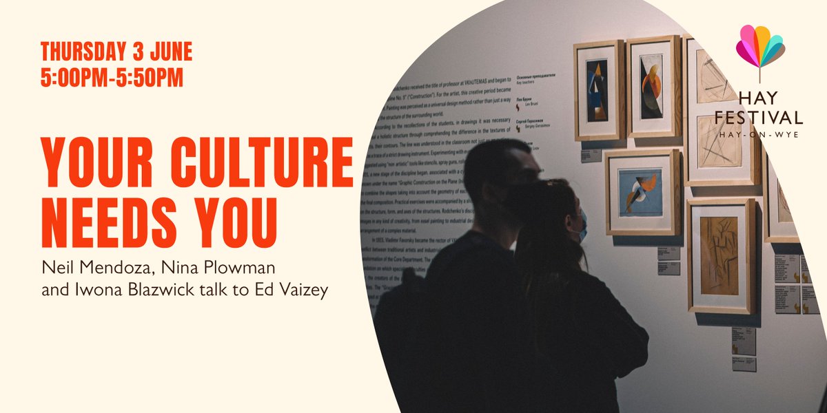 hayfestival's tweet image. LIVE NOW | Your Culture Needs You with @neilmendoza, Nina Plowman, Emma Rickett and Iwona Blazwick hayfestival.org/p-17889-neil-m… #HayFestival2021