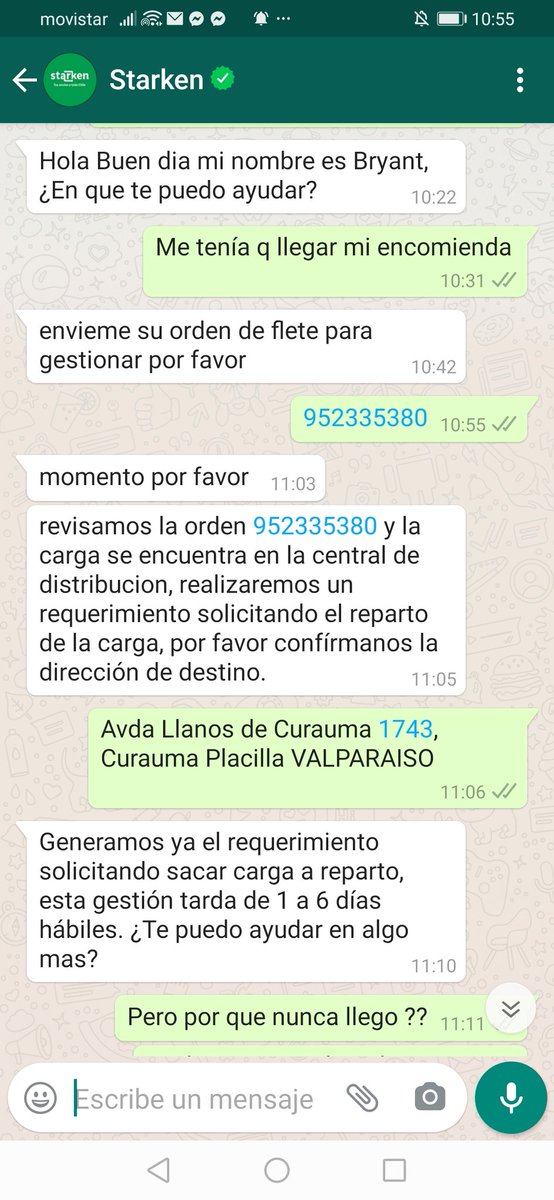 DelavegaKC's tweet photo. @StarkenCL PESIMO SERVICIO me enviaron encomienda sin costo de envio 19 MAYO la cual nunca salio de su bodega. Reclame al ws y me dijeron q llegaría dentro de 5 dias... Y me cobraron el envio 4810. Quiero que me reembolsen el cobro. https://t.co/siPdu5Xcm6