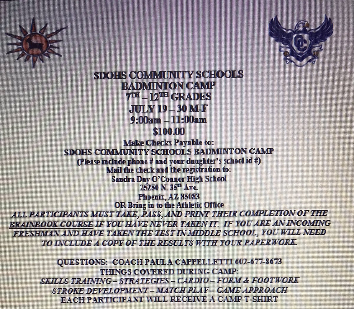 Looking forward to the up upcoming season. Please contact me with any questions.