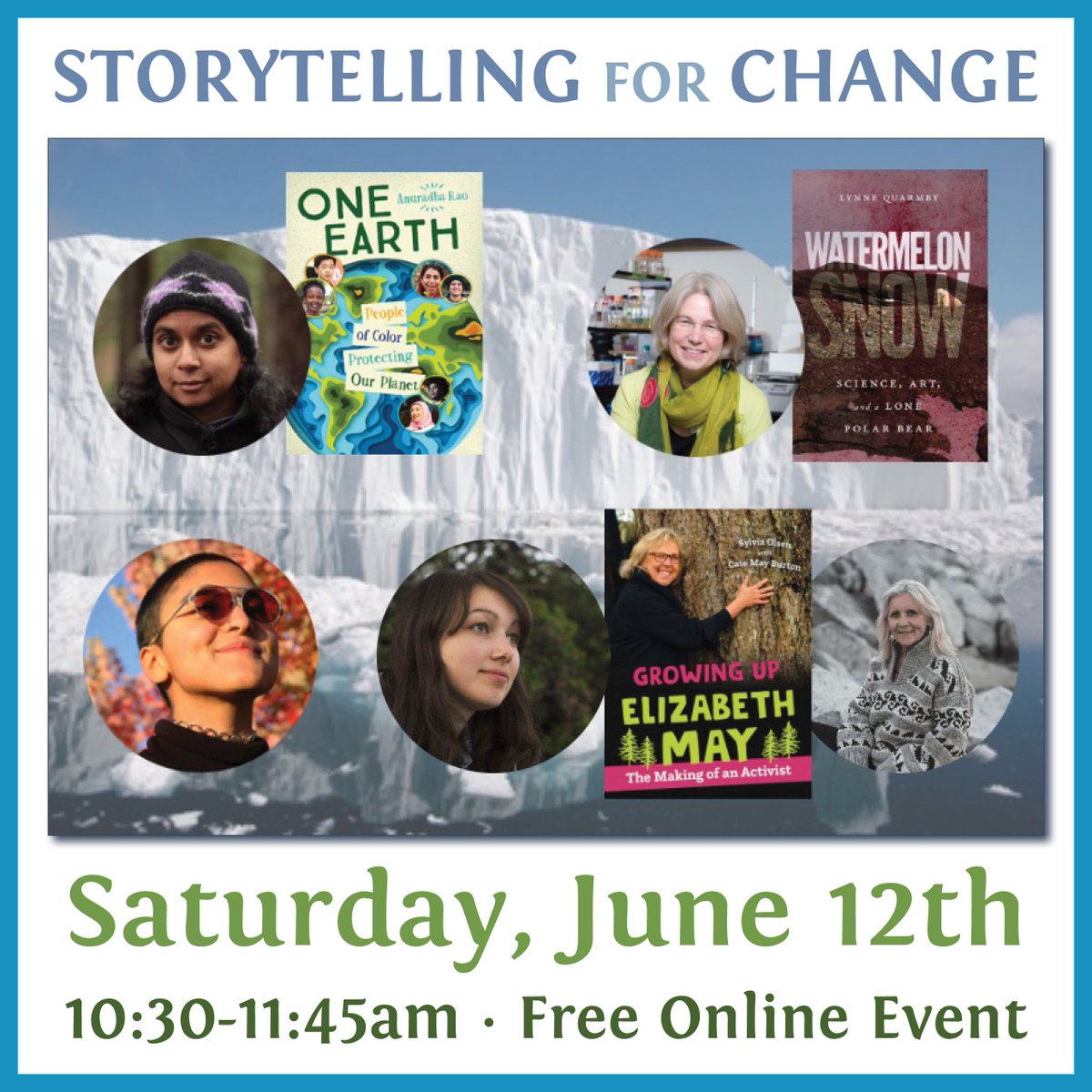 BanyenBooks's tweet photo. June 12th - Cate May Burton moderates an interactive discussion with authors and activists exploring the relationship between storytelling and climate action. https://t.co/iBqPqJ8RAH

#onlineevent #virtualevent #storytellingforchange #climateaction #environment https://t.co/dyivxBStuP