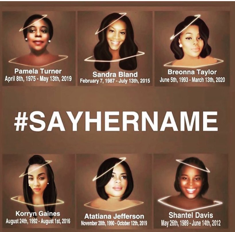 QueenVLion1's tweet photo. 🚨🗣#AiyanaJones #TracyWade #LajuaanaPhillips #AprilWebster #IndiaKager #NatashaMcKenna #NimaliHenry #PamelaTurner #ShantelDavis #KorrynGaines #AtatianaJefferson #SandraBland #LatoyaJames #MaKhiaBryant #BreonnaTaylor #SayHerName 👑 #BlackLivesMatter https://t.co/WWyej4bt4c