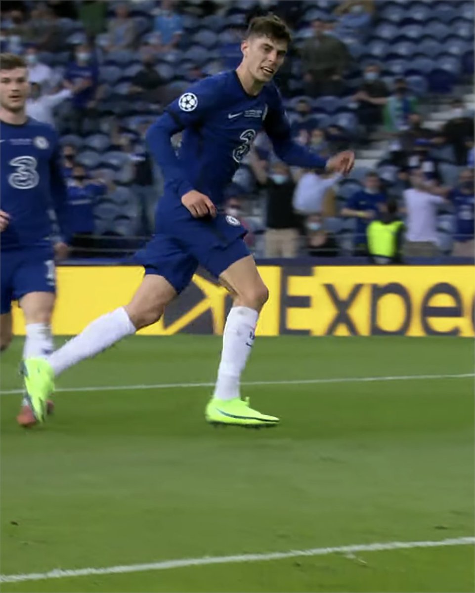 ESPNFC's tweet photo. KAI HAVERTZ FIRES CHELSEA IN FRONT WITH HIS FIRST EVER UCL GOAL 🔥 https://t.co/30LW34xlRw