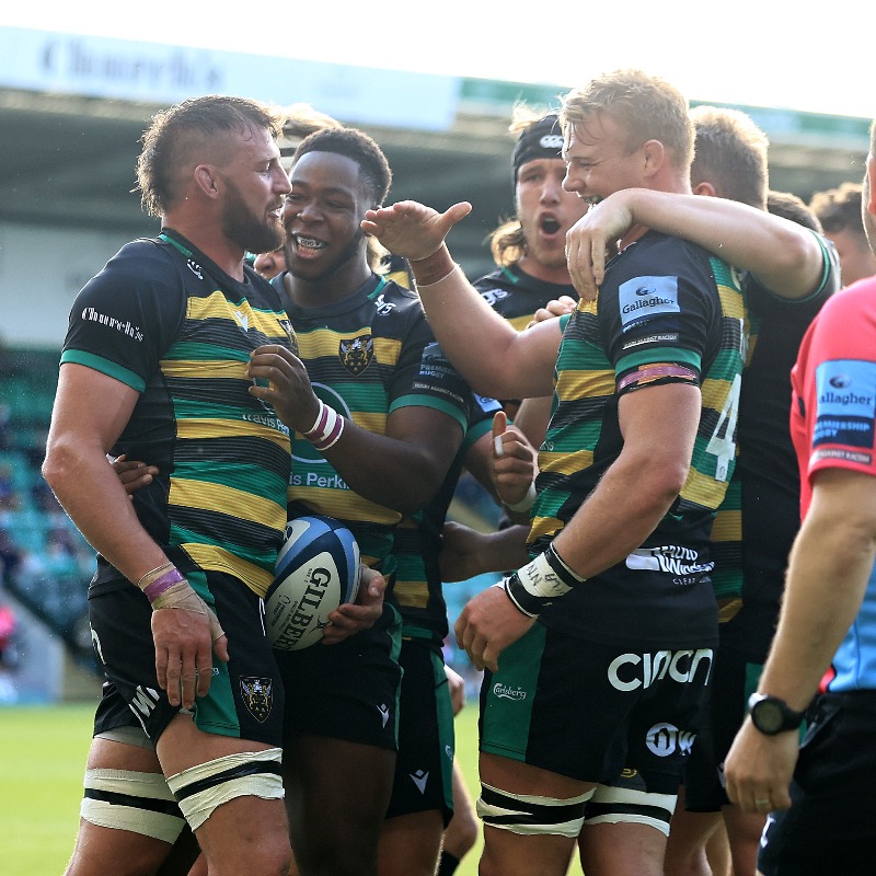 SaintsRugby's tweet photo. Champions Cup ✅

The returning Gardens faithful drove Saints across the line and into Europe's top flight for the 2021/22 season.