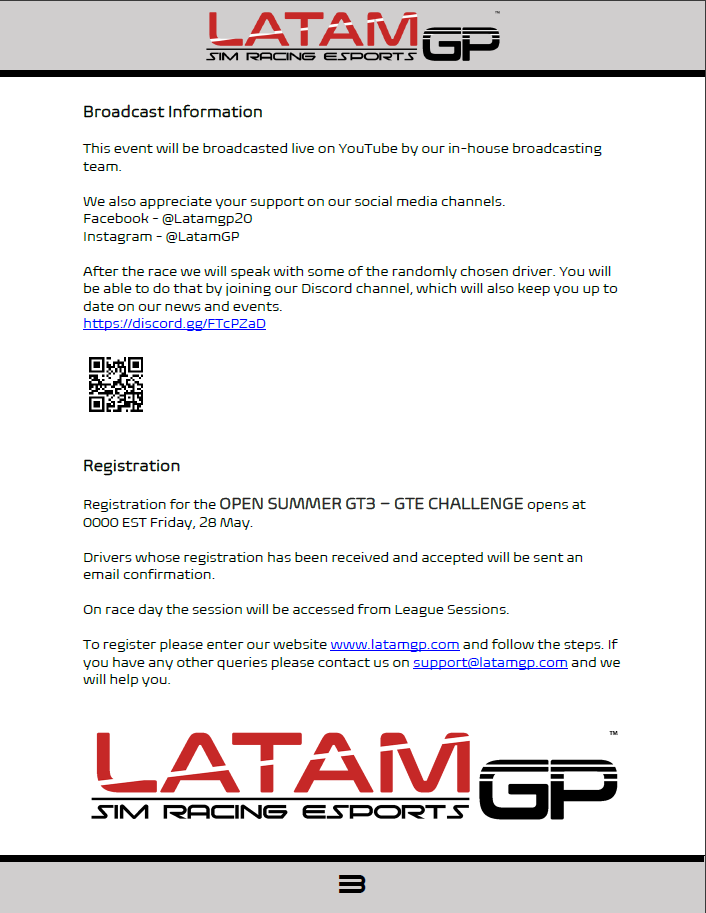 OFFICIAL GUIDELINE
OPEN SUMMER GTE - GT3 CHALLENGE
"RACE SERIOUS"