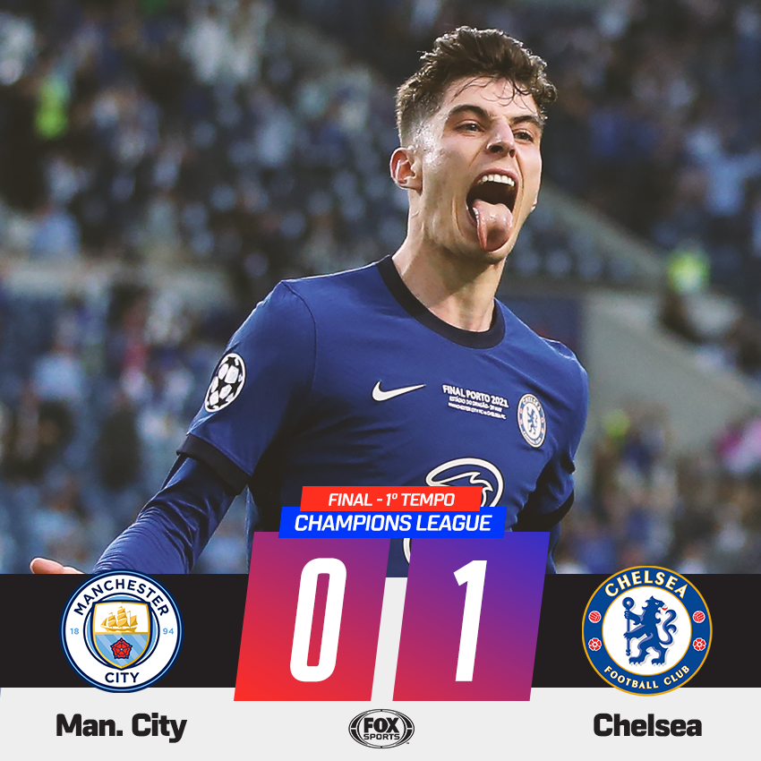 SportsCenterBR's tweet photo. VAI DANDO CHELSEA! Havertz marcou o gol que, no momento, dá o título da Champions League aos Blues! Como vai acabar a decisão? https://t.co/HBmTVKQbp2