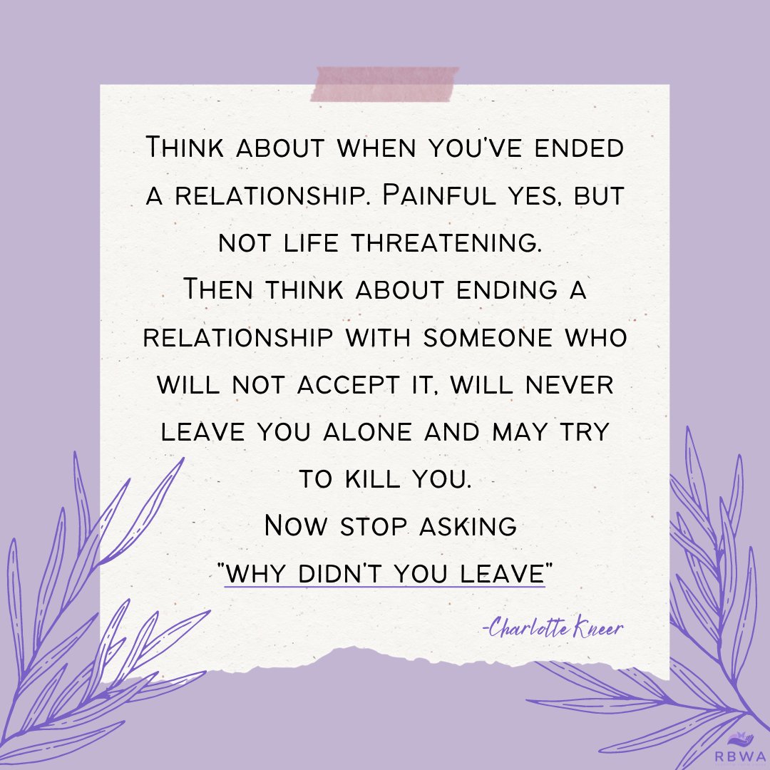🟪QUOTE FROM CEO 🟪

After working for RBWA for 12 years and being in an abusive relationship, <a href="/C_Kneer/">Charlotte Kneer MBE</a> has gained a deep insight into the lack of empathy victims often face from others. There is a level of shame many women feel, the blame is put on them for not leaving sooner.