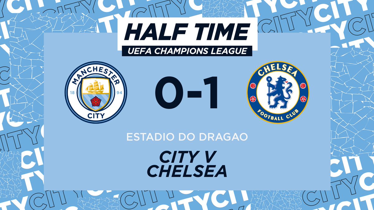 26_fmj's tweet photo. HalfTime:
 Manchester CITY 0 VS CHELSEA 1 
Goal:K.Havertz
  UEFA CHAMPIONS LEAGUE 2021
  STADIUM: ESTADIO DO DRAGAO
#ComeOnCITY
#CITYZENS
#ManCity
#MCICHE
#UCLFinal
#PORTUGAL https://t.co/A5NS4qTPnf