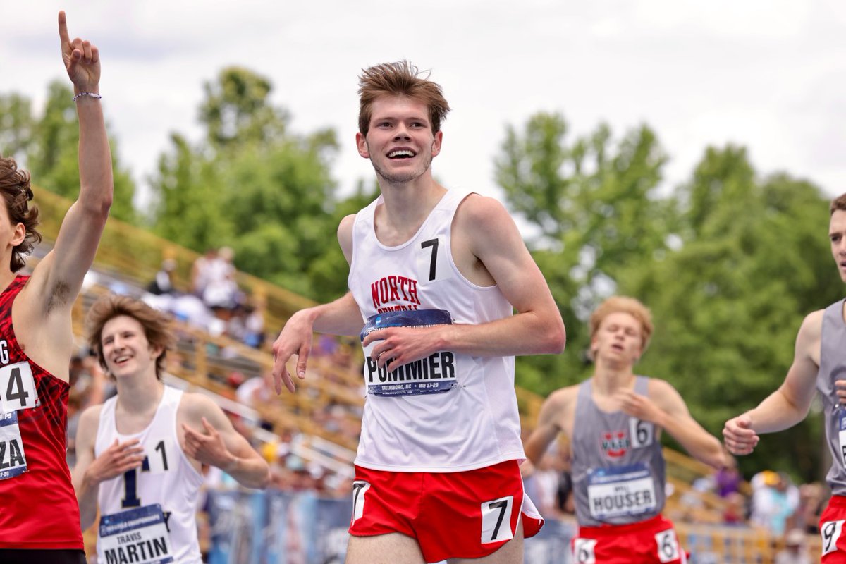 NCC_Athletics's tweet photo. Gabe Pommier led from wire to wire in Saturday's 1,500m final, winning the #D3TF national title in a personal-best time of 3:46.63!

Gabe is @NCCMensXCTF's 4th national titlist in the event &amp; the first since 2000. He covered the final 800 meters in 1:58.45.

#WeAreNC @USTFCCCA https://t.co/c7NdvoJwmx
