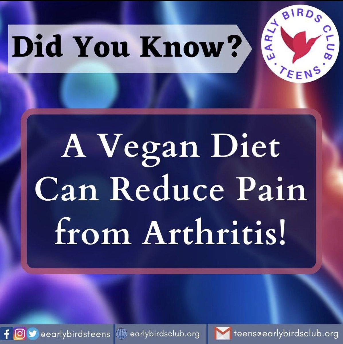 earlybirdsteens's tweet photo. Vegan diets have multiple health benefits. 

#wakeupearly #4am #4amclub #wakeupat4am #sleepearly #oneworldonefamily #empower #earlybirds #earlybirdsclub #earlybirdsteens #teens #youth https://t.co/SPG6OYj0P1