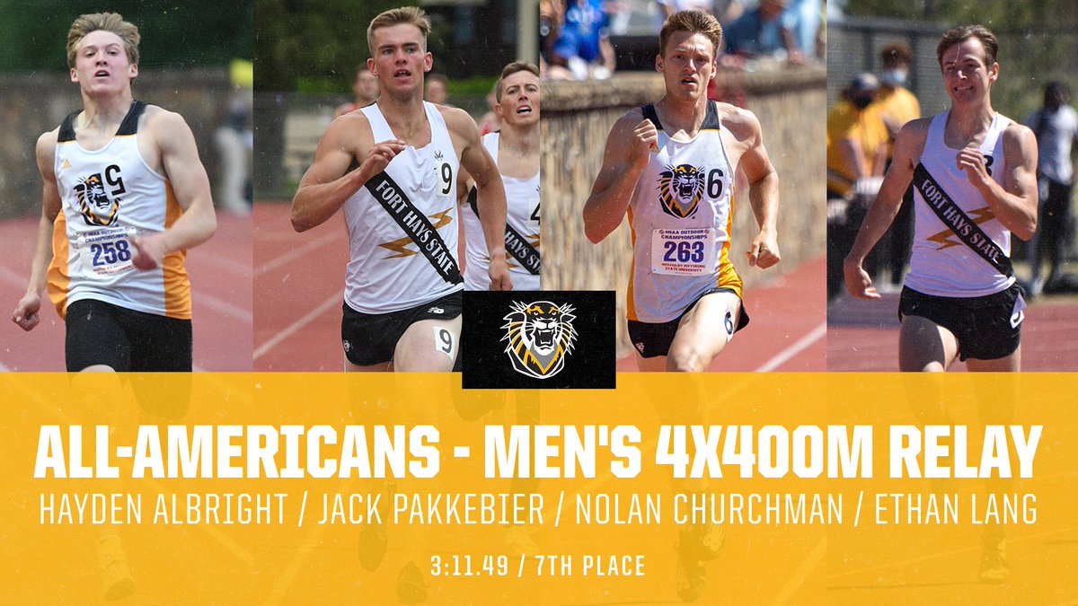 Another trip to the 🏆 stand for <a href="/FHSUTRACK_XC/">FHSU TRACK & XC</a>!

The 4x400m relay team of Hayden Albright, Jack Pakkebier, Nolan Churchman and Ethan Lang combine for a time of 3:11.49, finishing 7th and earning All-American honors!

#DefendTheFort x #BeatSomebody x #D2MOTF