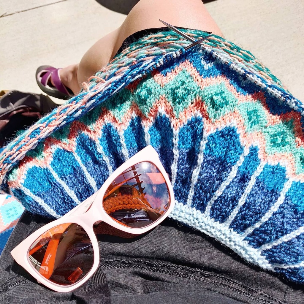 Hello, sunshine! I'm sipping iced raspberry tea &amp; knitting on the patio #perfectsaturday instagr.am/p/CPeCl_spQFi/