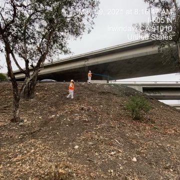 CaltransDist7's tweet photo. #CaltransDist7 performing, weed control, litter, trash, graffiti, debris and pothole repair on NB 605/Mount Olive Way off ramp in Duarte and Irwindale. #BWZA #CleanCA https://t.co/ShWu8FqUFf