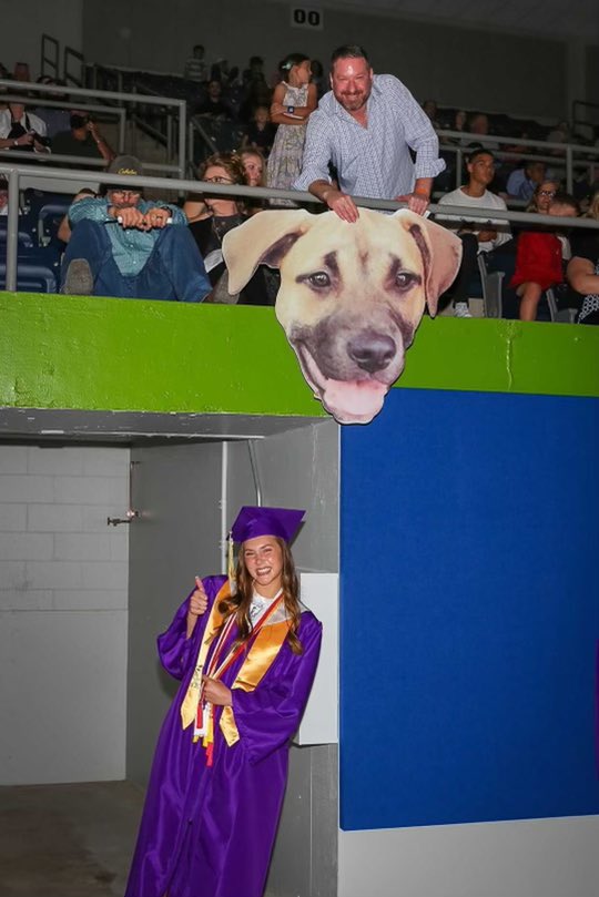 CoachBeard's tweet photo. She wanted her dog at her HS graduation. Found a way to get it done. Congrats Ella (&amp; Rue). Proud of you and love you. https://t.co/K3HoCzL7es