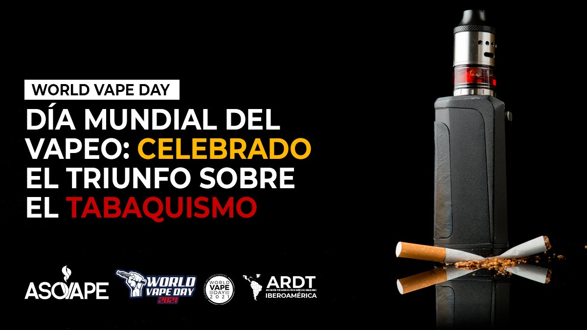 AsoVape's tweet photo. Millones de usuarios celebran el día 30 de mayo su salida del tabaquismo y la mejora de su calidad de vida a esta alternativa de reducción de riesgos del tabaquismo. #ElVapeoSalvaVidas #WorldVapeDay #WVD21 #SayYesToTHR #News #WNTD2021 #CommitToSwitch #SwitchForReal https://t.co/ojmW0EpJZG