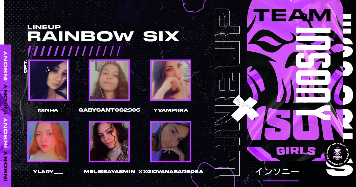 [#R6]

Tem Insanidade rolando no final do arco-íris! Apresentamos a vocês hoje nossa line maravilhosa de R6 com essas Insanas lindas 💀💜

@isinhamf_
<a href="/pqgiovana/">giovanissima</a>
<a href="/natizinhx/">Natália</a>
<a href="/melissa_portela/">MelMel 😴</a>
<a href="/gabysantos2906/">Gabys Ψ</a>
<a href="/i4RYSSA/">Lary 🍓</a>
<a href="/dinahrodriguess/">Dinah</a>
 
#GOiNs 💜💀