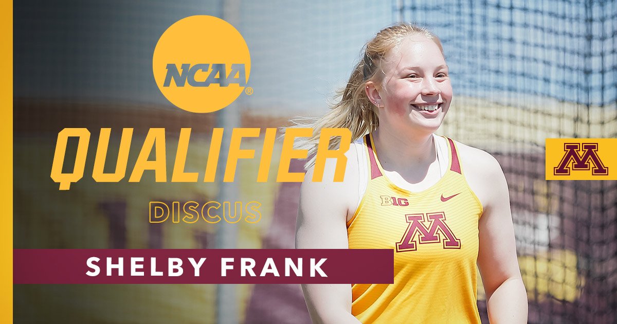 With a 12th-place throw of 54.61m
(179-02) in women's discus at the NCAA West Prelim, #Gophers freshman <a href="/shelby_frank/">shelby frank</a> is moving on to the #NCAATF Championships! 👊