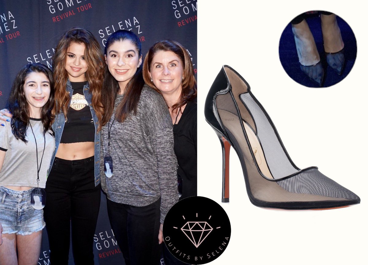 May 29, 2016 - .@SelenaGomez with fans at the M&G on her Revival Tour in Uncasville, CT

#SelenaGomez wearing a @harleydavidson Crop Tee (Sold out) and @JBrandJeans Luxe Sateen Super Skinny Jeans (Sold out) with pair of @SoebedarCollect Shania Pumps ($609.55).✨🔥✨