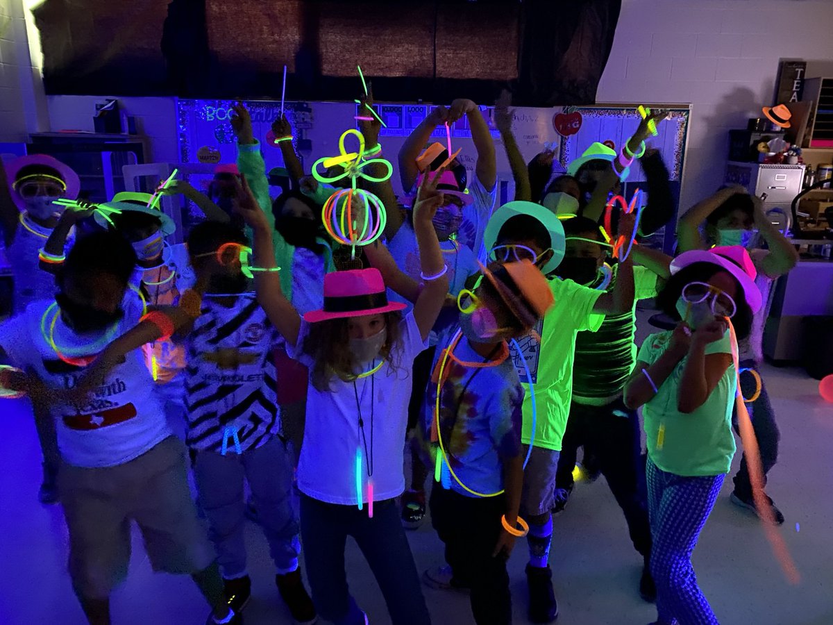 The Friday before STAAR third grade had a glow review party and the kids had a blast!