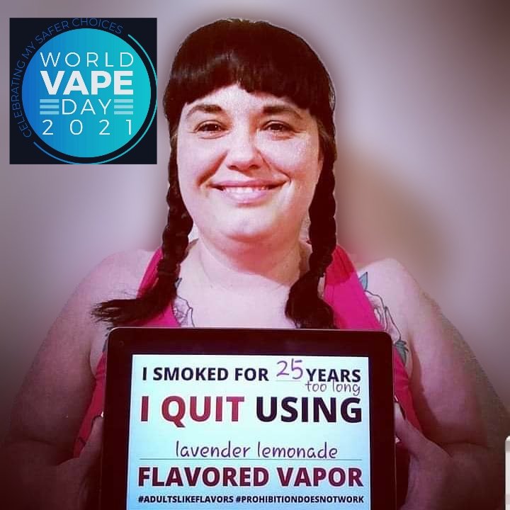 AngelaGoesFirst's tweet photo. I smoked for 25 years too long! Vaping was the only way I was able to quit smoking cigarettes. I've been vaping for 6 years and am so grateful to have found a way to quit combustible tobacco that worked for me ❤ #WVD21 #WorldVapeDay #CommitToQuit https://t.co/HfJE6QvqSw