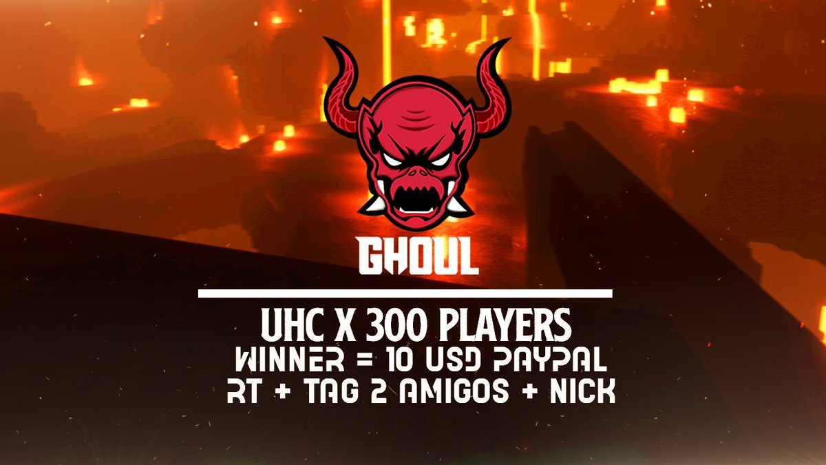 GhoulUHC_'s tweet photo. • Este domingo (30/05 - 16PM o 17PM) se alojará un UHC con 400 slots, la meta será poder llegar o superar los 300 usuarios.

 El ganador🏅recibirá $10 USD en paypal.
 Importante cumplir los requisitos de la imagen.

¡Suerte a todos los participantes! https://t.co/8VaMSZzhAO