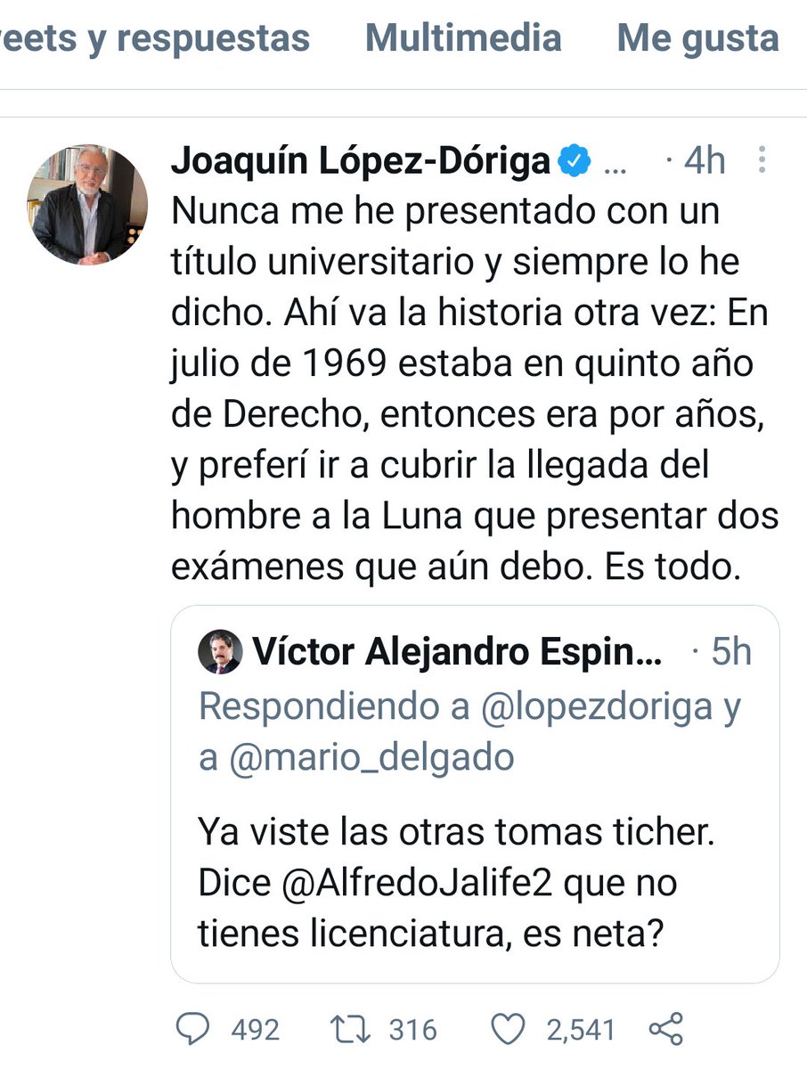 La realidad del teacher López Doriga, periodista de la oposición... 🙃😬
Jalife se lo puso directo al hígado 🥊
Hay niveles!