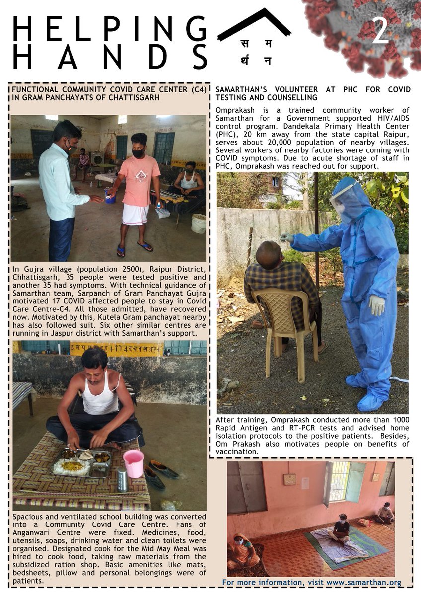 Samarthan's amazing campaign in MP and Chhattisgarjh to raise awareness about covid, to measure oxygen levels and to test people for covid. Samarthan is a member of RCRC coalition of 68 organisations - that is running its covid relief campaign in 110 districts of 15 states.