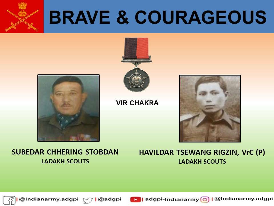 adgpi's tweet photo. #ऑपेरशनविजय 

30 May 1999

Subedar Chhering Stobdan &amp; Havildar Tsewang Rigzin were deployed in harsh &amp; inhospitable terrain in Batalik Sector where they defended their post against multiple attacks by enemy. Awarded #VirChakra 

https://t.co/BIkf2PloYS
https://t.co/JspCGI5Ux0 https://t.co/b7mqj4c6xv