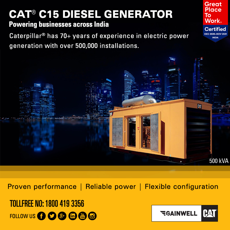 gainwellcat's tweet photo. CAT® C15 Diesel Generator: Fully electronic engine, better engine life with 24*7 call centre support.
To know more please visit us at https://t.co/2ghHK2WG3d or call us on 18004193356.
#CATC15 #C15DieselGenerator #500KVADieselGenerator https://t.co/WKxBsx4Im8