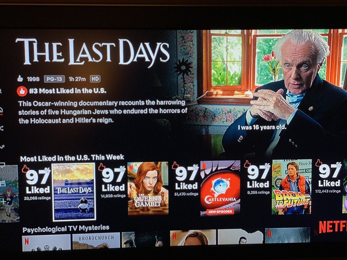 USC Shoah Foundation (@uscshoahfdn) on Twitter photo It’s so exciting that <a href="/TheLastDaysDoc/">The Last Days</a> is doing so incredibly well on <a href="/Netflix/">Netflix</a>. Thanks also to <a href="/USCShoahFdn/">USC Shoah Foundation</a>. #TestimonyFightsHate #StrongerThanHate It’s so exciting that <a href="/TheLastDaysDoc/">The Last Days</a> is doing so incredibly well on <a href="/Netflix/">Netflix</a>. Thanks also to <a href="/USCShoahFdn/">USC Shoah Foundation</a>. #TestimonyFightsHate #StrongerThanHate